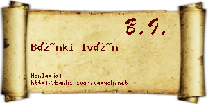 Bánki Iván névjegykártya